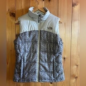 North Face Nuptse Graphic Cable Knit Print Puffer Vest